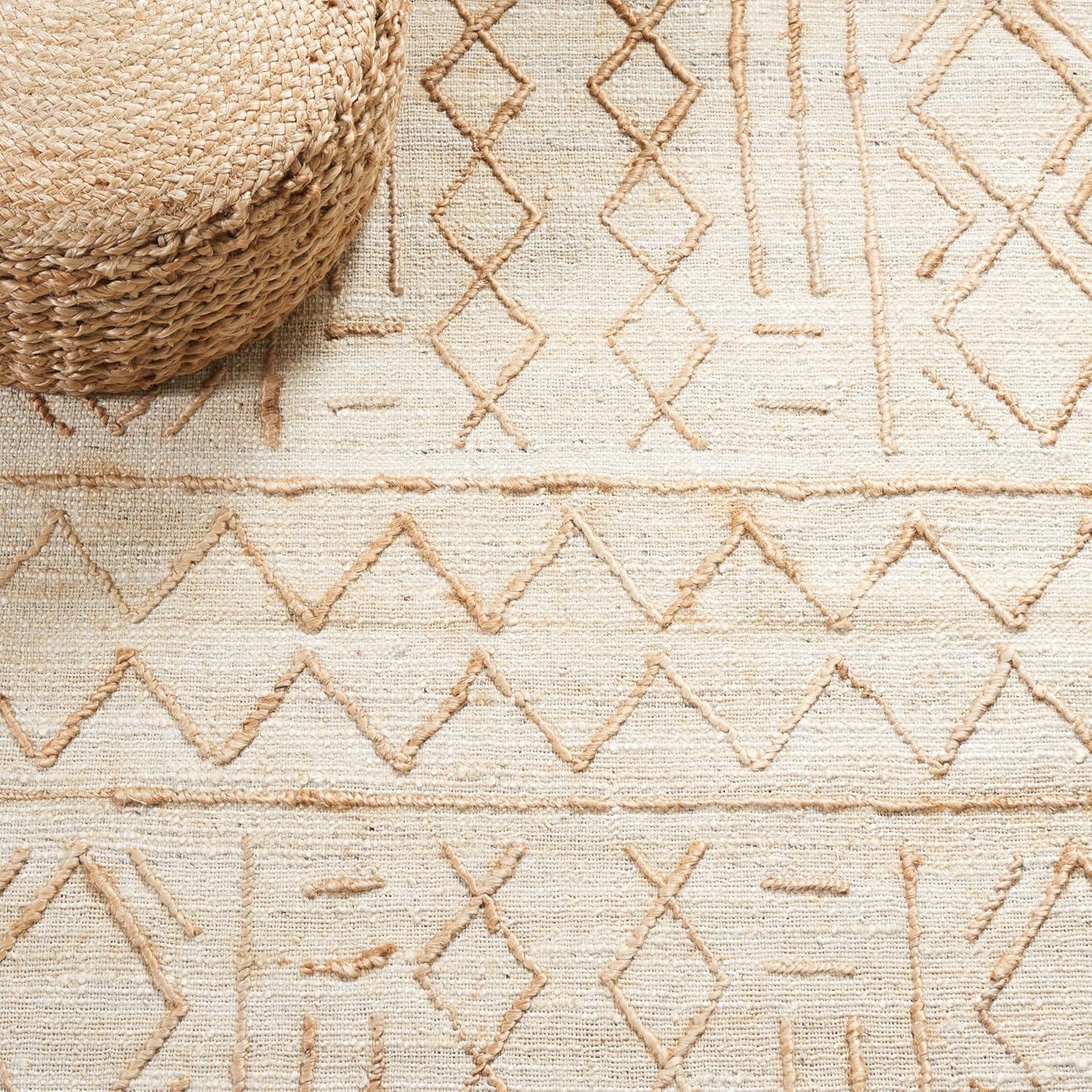 image:imageSAFAVIEH Natural Fiber Collection 8 x 10 Natural Beige NFB409A Handmade Boho Fringe Jute Living Room Dining Bedroom Area RugNaturalBeige