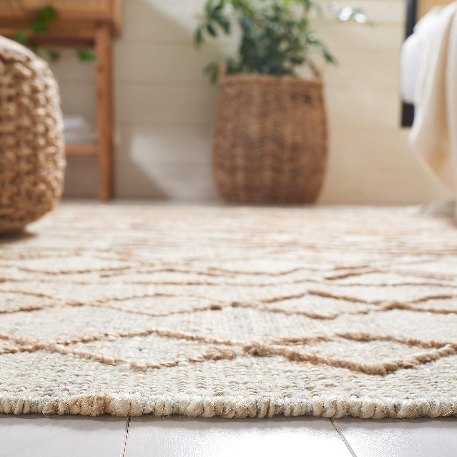 image:imageSAFAVIEH Natural Fiber Collection 8 x 10 Natural Beige NFB409A Handmade Boho Fringe Jute Living Room Dining Bedroom Area RugNaturalBeige
