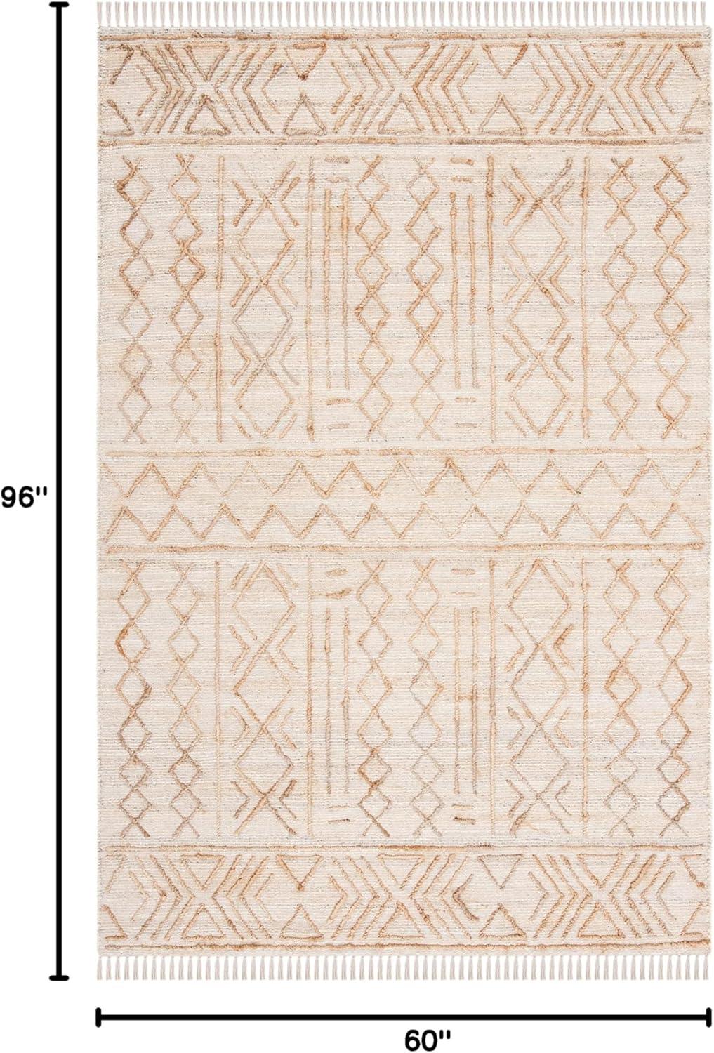 image:imageSAFAVIEH Natural Fiber Collection 8 x 10 Natural Beige NFB409A Handmade Boho Fringe Jute Living Room Dining Bedroom Area RugNaturalBeige