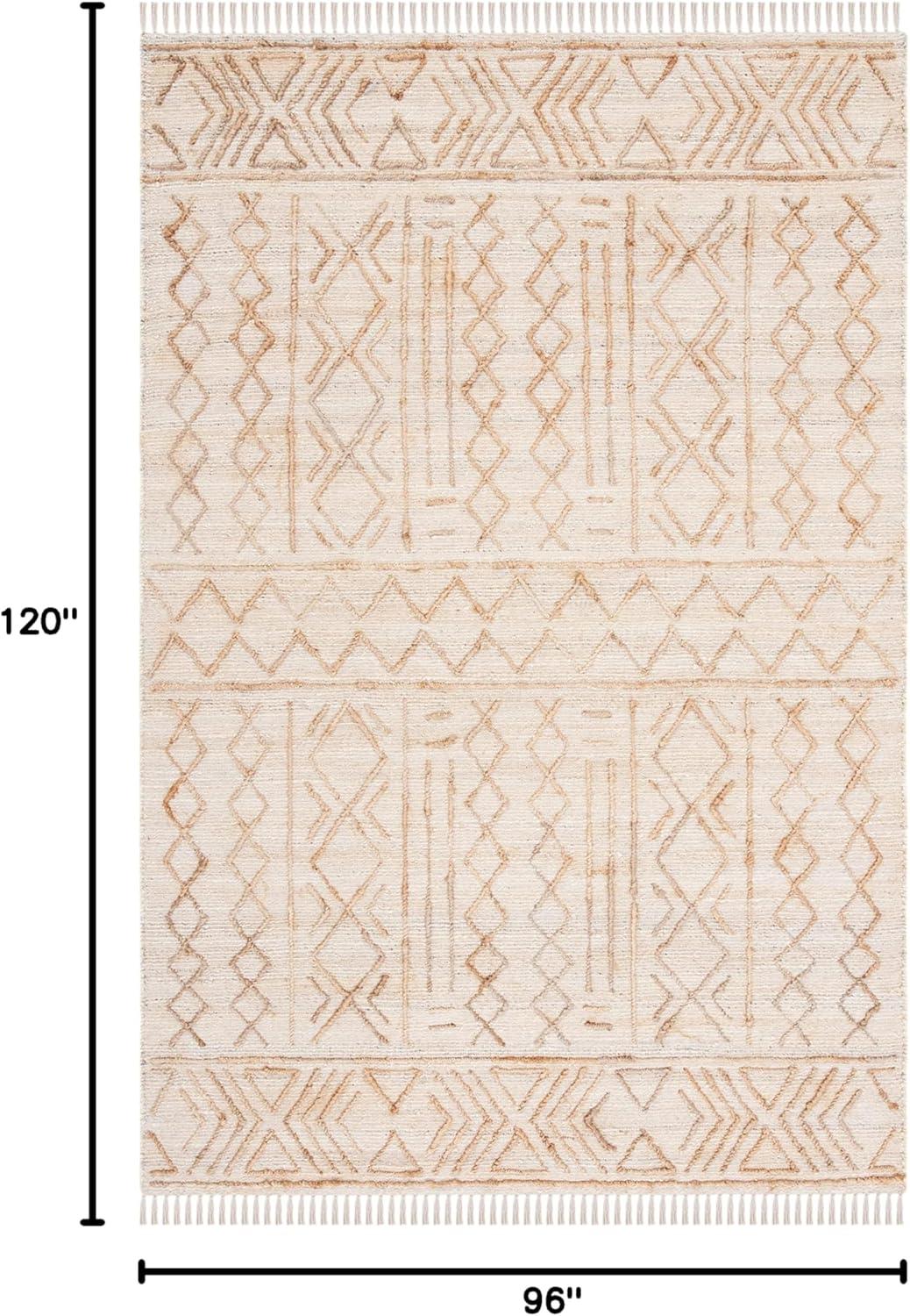 image:imageSAFAVIEH Natural Fiber Collection 8 x 10 Natural Beige NFB409A Handmade Boho Fringe Jute Living Room Dining Bedroom Area RugNaturalBeige