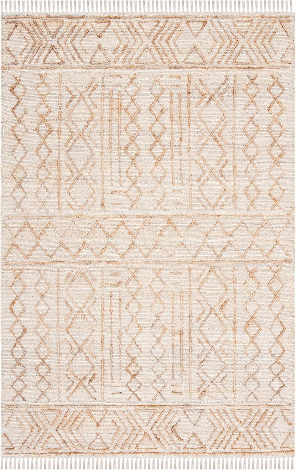 image:imageSAFAVIEH Natural Fiber Collection 8 x 10 Natural Beige NFB409A Handmade Boho Fringe Jute Living Room Dining Bedroom Area RugNaturalBeige