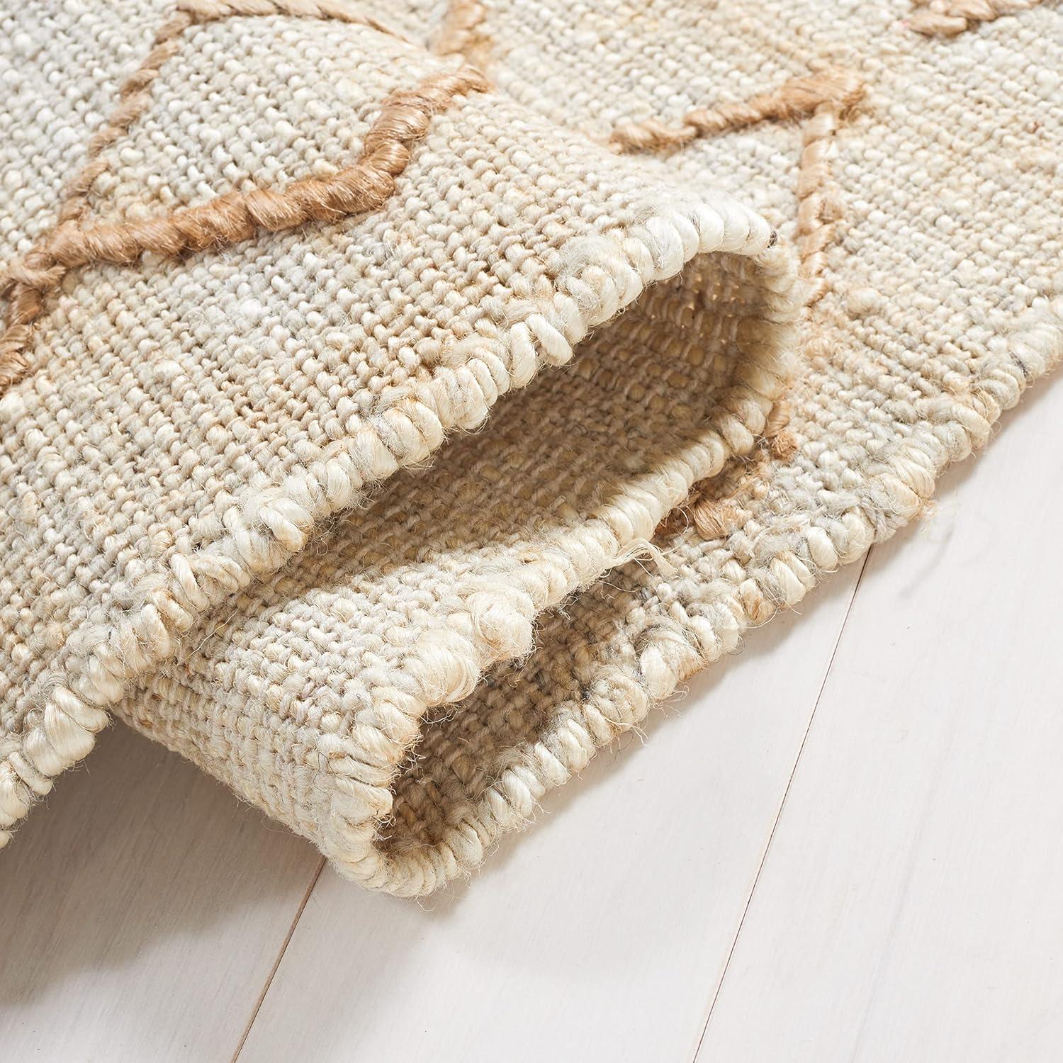 image:imageSAFAVIEH Natural Fiber Collection 8 x 10 Natural Beige NFB409A Handmade Boho Fringe Jute Living Room Dining Bedroom Area RugNaturalBeige