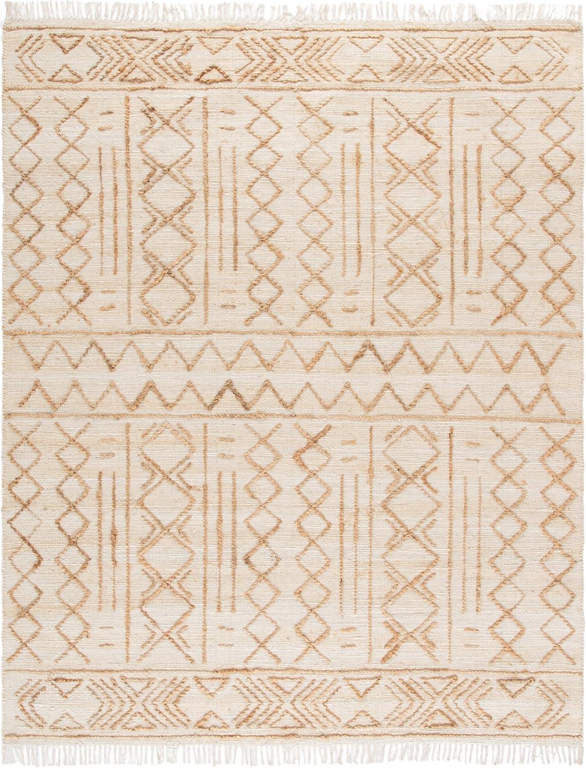 image:imageSAFAVIEH Natural Fiber Collection 8 x 10 Natural Beige NFB409A Handmade Boho Fringe Jute Living Room Dining Bedroom Area RugNaturalBeige