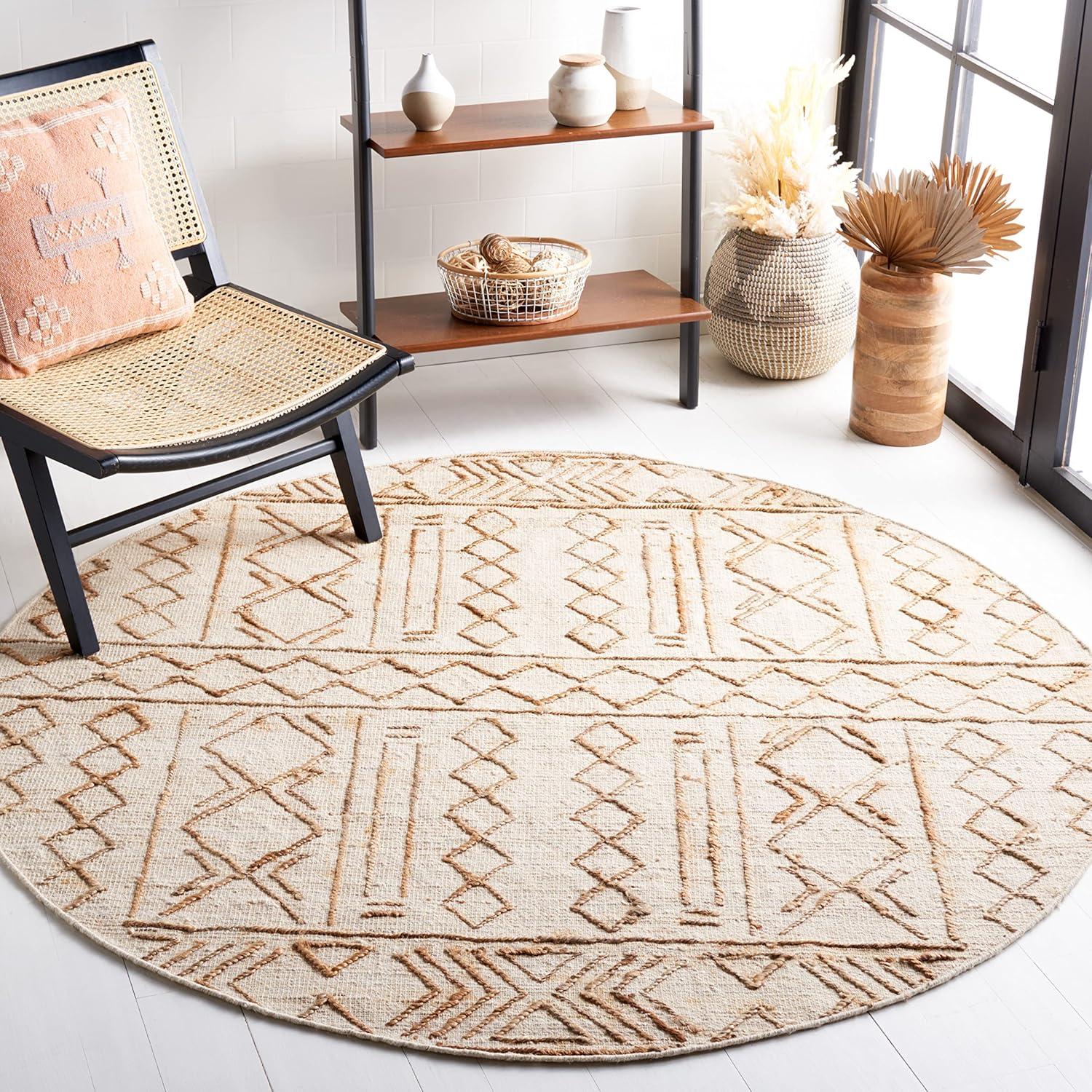 image:imageSAFAVIEH Natural Fiber Collection 8 x 10 Natural Beige NFB409A Handmade Boho Fringe Jute Living Room Dining Bedroom Area RugNaturalBeige