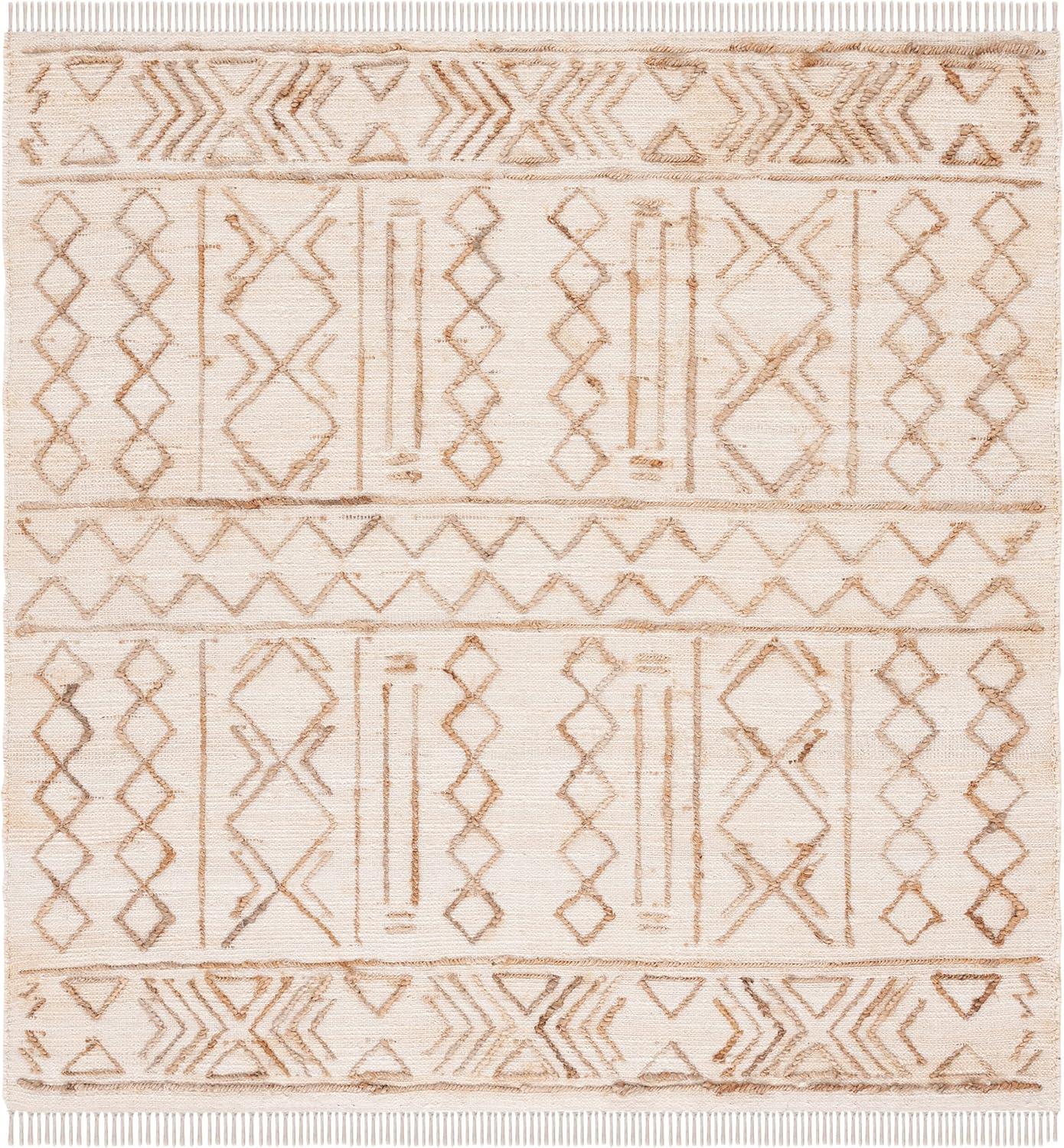 image:imageSAFAVIEH Natural Fiber Collection 8 x 10 Natural Beige NFB409A Handmade Boho Fringe Jute Living Room Dining Bedroom Area RugNaturalBeige