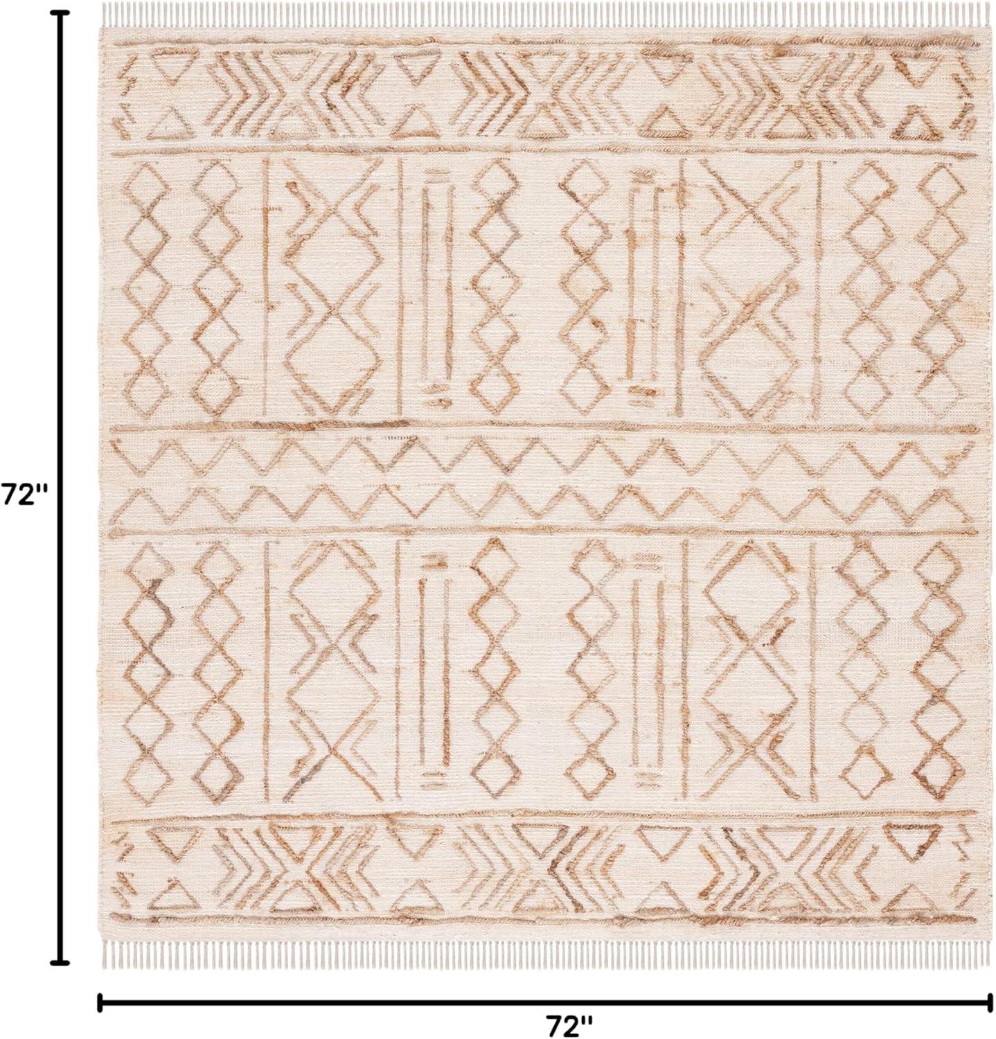 image:imageSAFAVIEH Natural Fiber Collection 8 x 10 Natural Beige NFB409A Handmade Boho Fringe Jute Living Room Dining Bedroom Area RugNaturalBeige