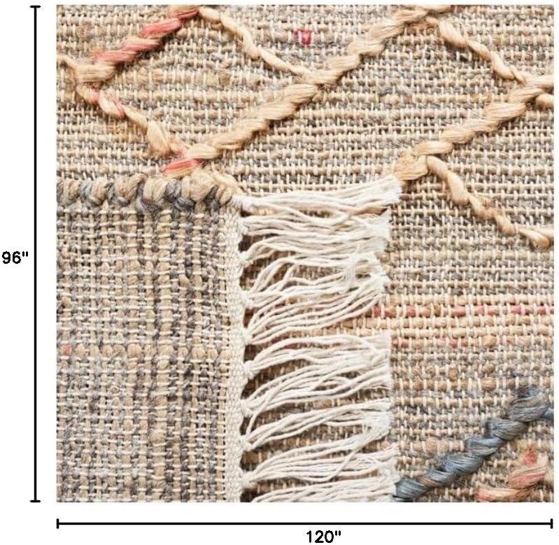 image:imageSAFAVIEH Natural Fiber Collection 8 x 10 Natural Rust NFB402A Moroccan Boho Fringe Jute Living Room Dining Bedroom Area RugNaturalRust