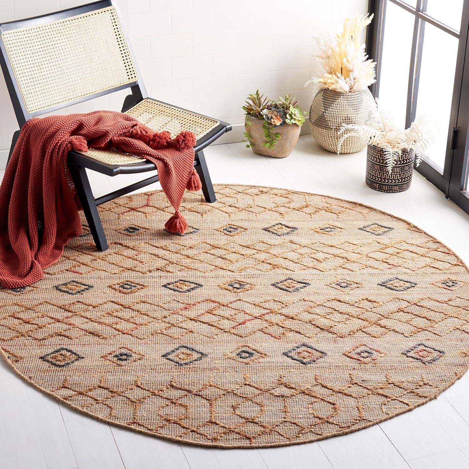 image:imageSAFAVIEH Natural Fiber Collection 8 x 10 Natural Rust NFB402A Moroccan Boho Fringe Jute Living Room Dining Bedroom Area RugNaturalRust