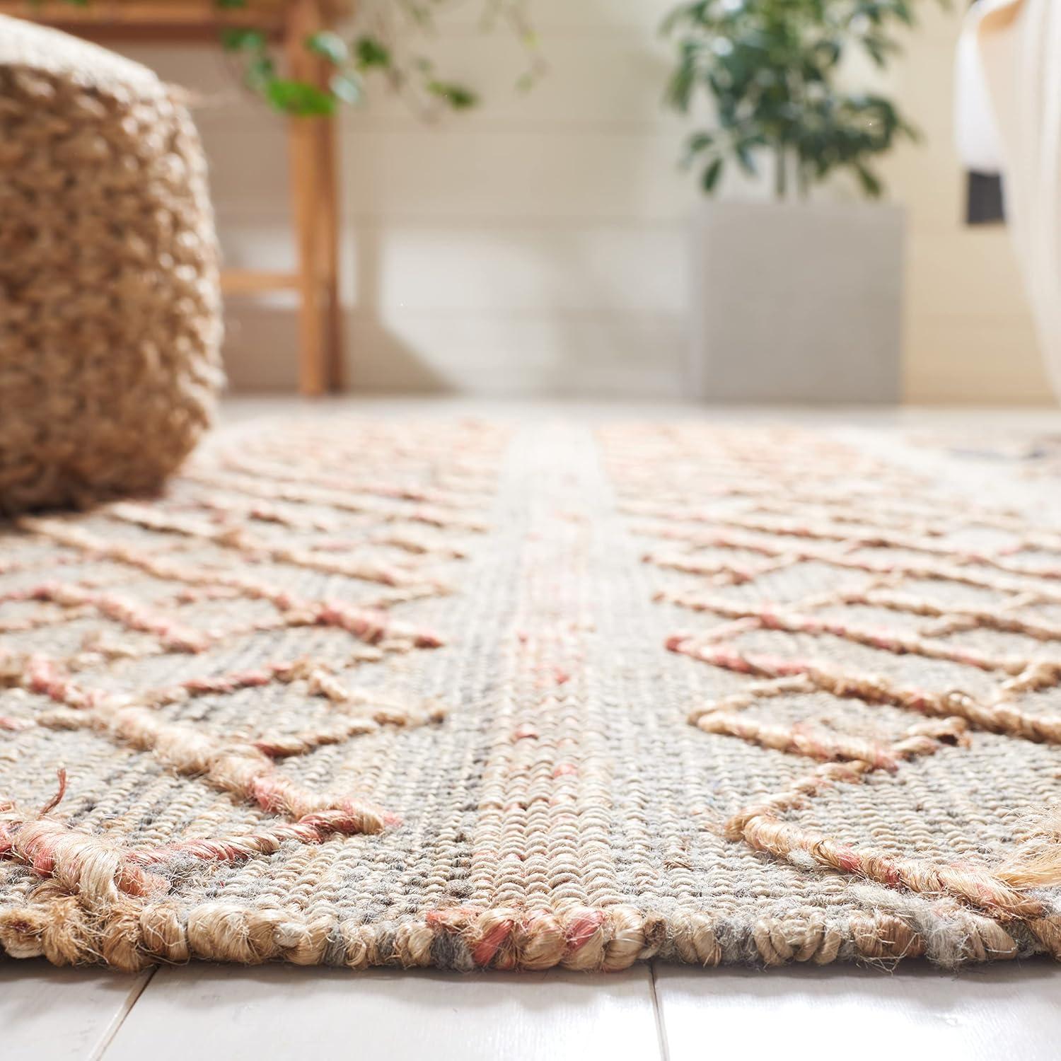 image:imageSAFAVIEH Natural Fiber Collection 8 x 10 Natural Rust NFB402A Moroccan Boho Fringe Jute Living Room Dining Bedroom Area RugNaturalRust
