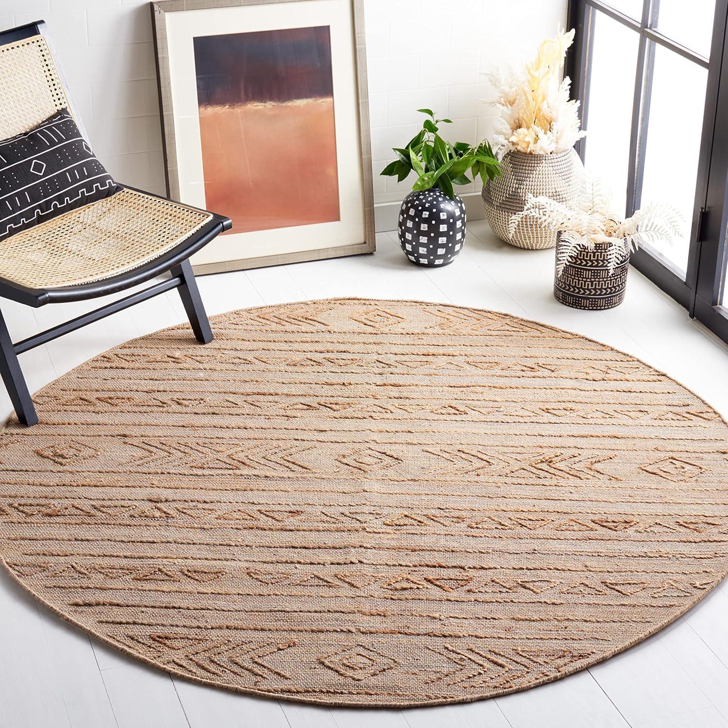 image:imageSAFAVIEH Natural Fiber Collection 8 x 10 Natural NFB404A Handmade Boho Fringe Jute Living Room Dining Bedroom Area RugNatural