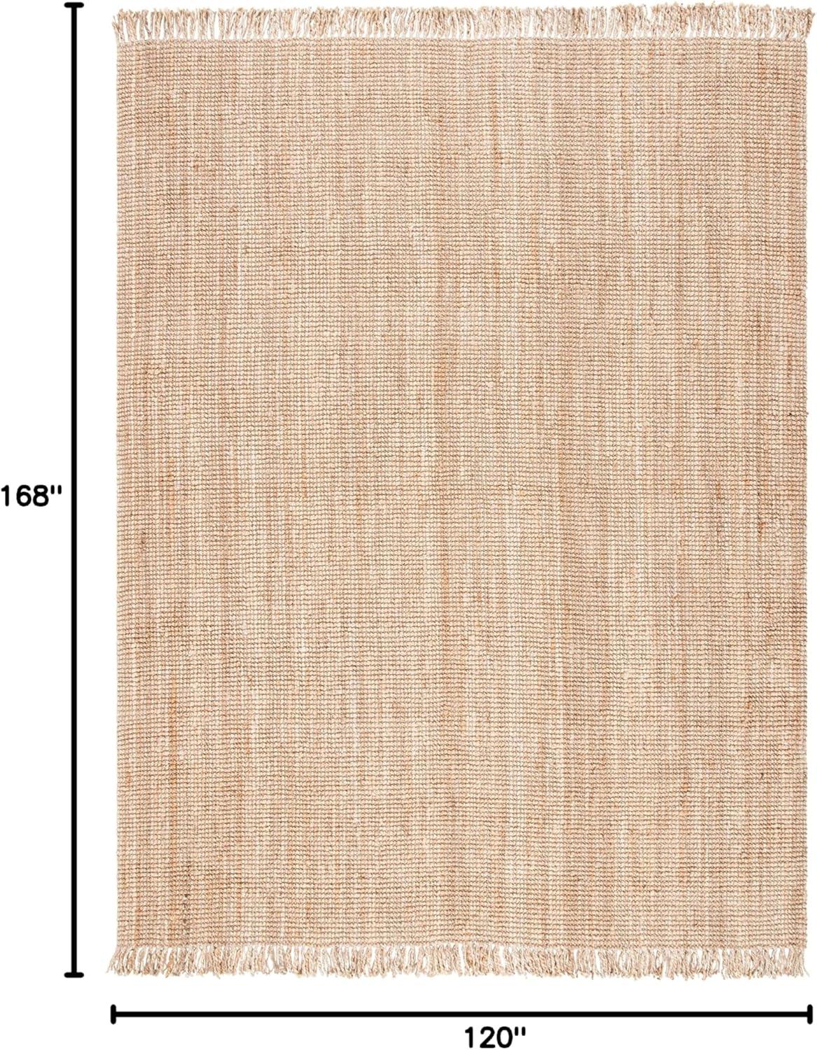 image:imageSAFAVIEH Natural Fiber Collection Area Rug 10 x 14 Natural Handmade Woven Fringe Jute Ideal for High Traffic Areas in Living Room Bedroom NF809ANatural