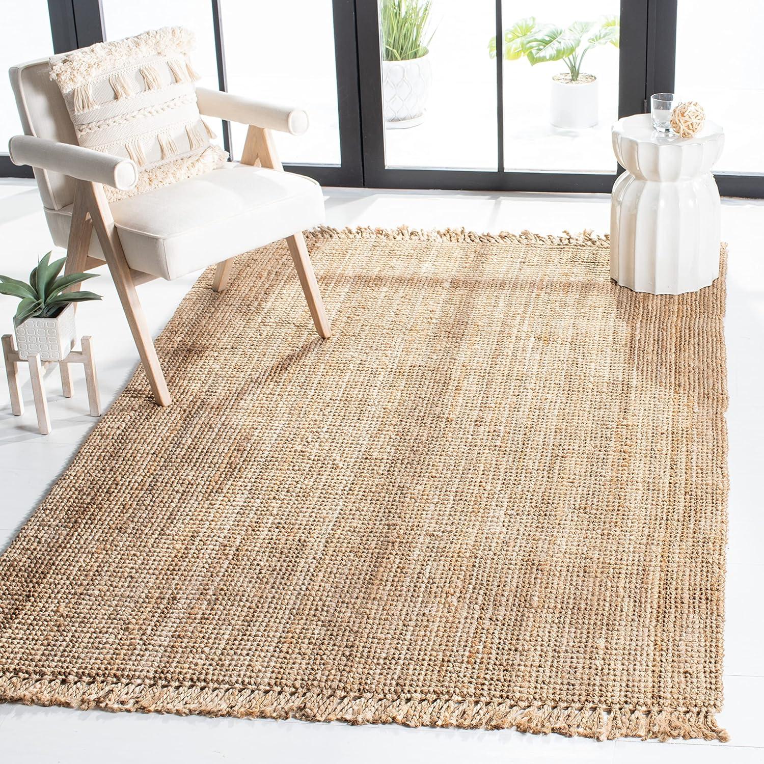 image:imageSAFAVIEH Natural Fiber Collection Area Rug 10 x 14 Natural Handmade Woven Fringe Jute Ideal for High Traffic Areas in Living Room Bedroom NF809ANatural