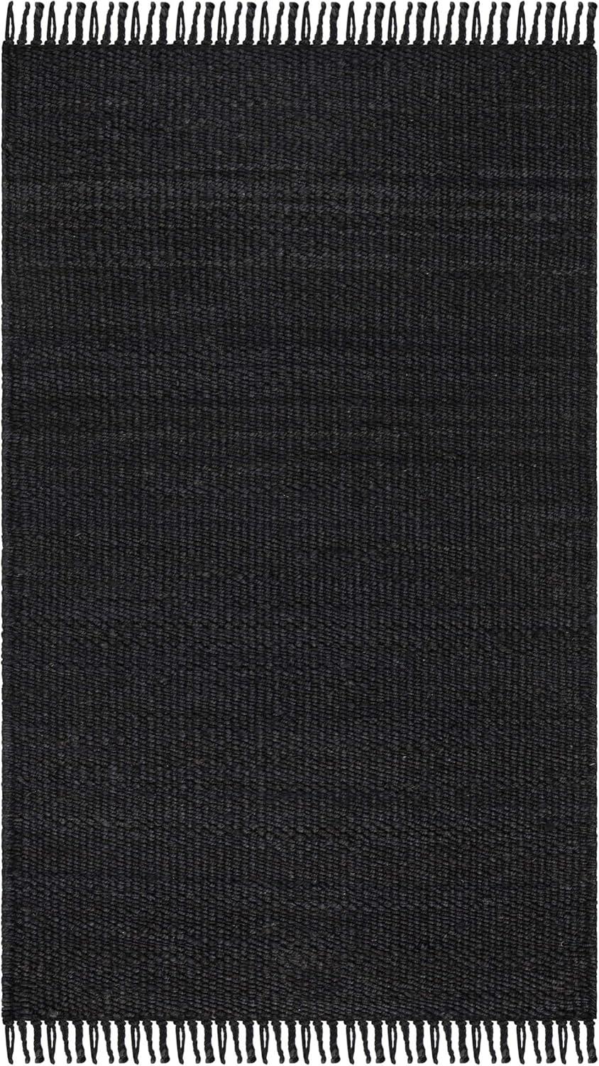 image:imageSAFAVIEH Natural Fiber Collection Area Rug 8 x 10 Blue Handmade Boho Fringe Woven Jute Ideal for High Traffic Areas in Living Room Bedroom NF368EBlack