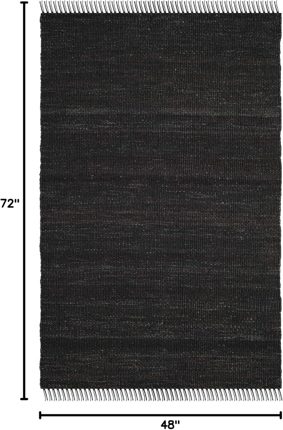 image:imageSAFAVIEH Natural Fiber Collection Area Rug 8 x 10 Blue Handmade Boho Fringe Woven Jute Ideal for High Traffic Areas in Living Room Bedroom NF368EBlack