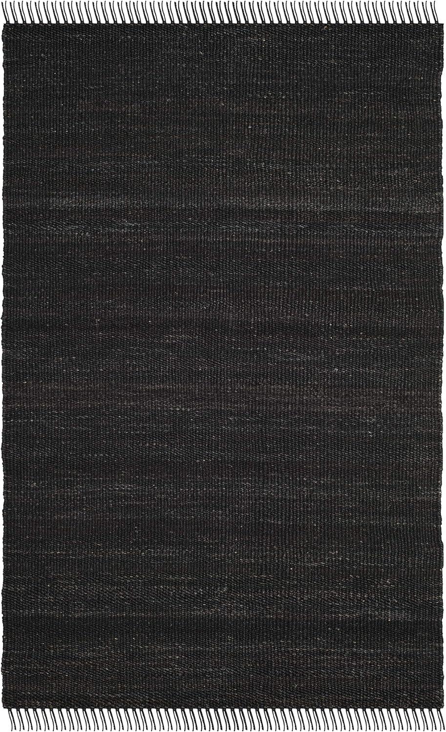 image:imageSAFAVIEH Natural Fiber Collection Area Rug 8 x 10 Blue Handmade Boho Fringe Woven Jute Ideal for High Traffic Areas in Living Room Bedroom NF368EBlack