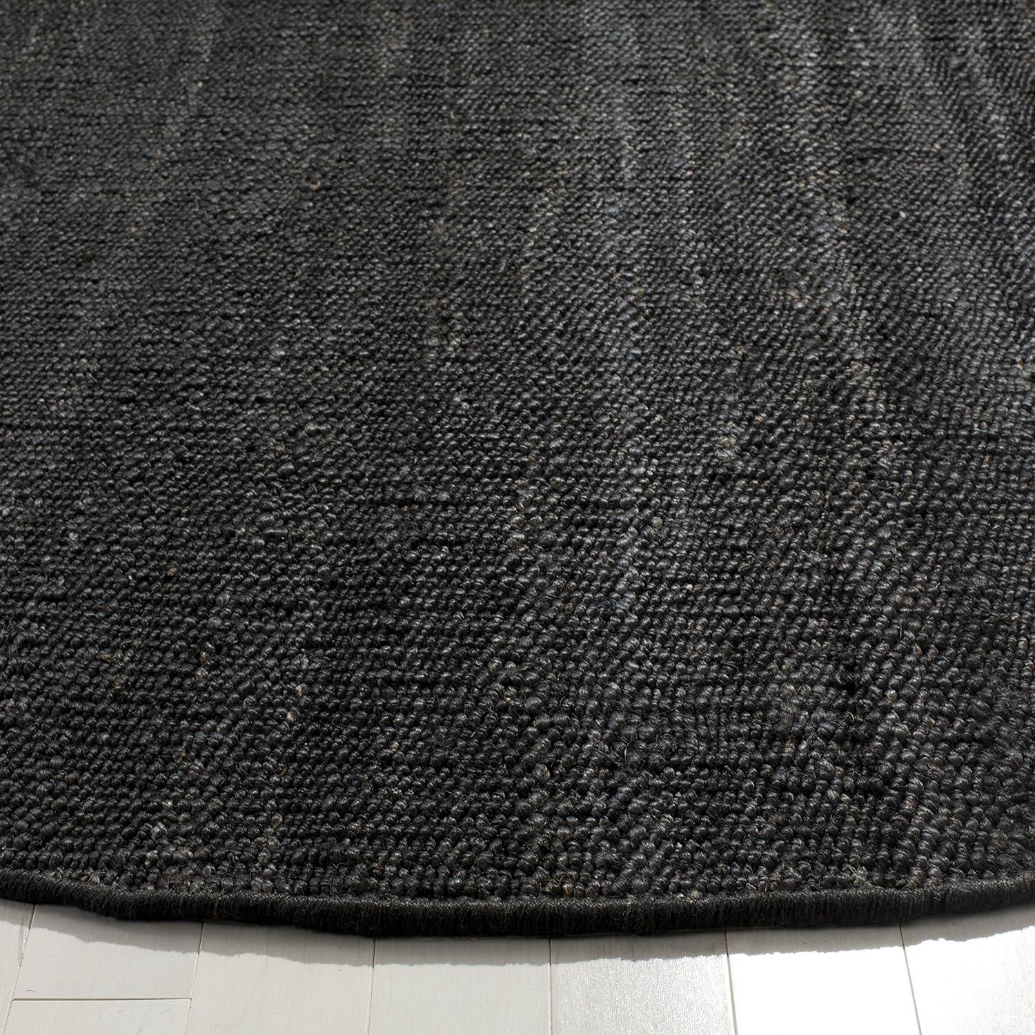 image:imageSAFAVIEH Natural Fiber Collection Area Rug 8 x 10 Blue Handmade Boho Fringe Woven Jute Ideal for High Traffic Areas in Living Room Bedroom NF368EBlack
