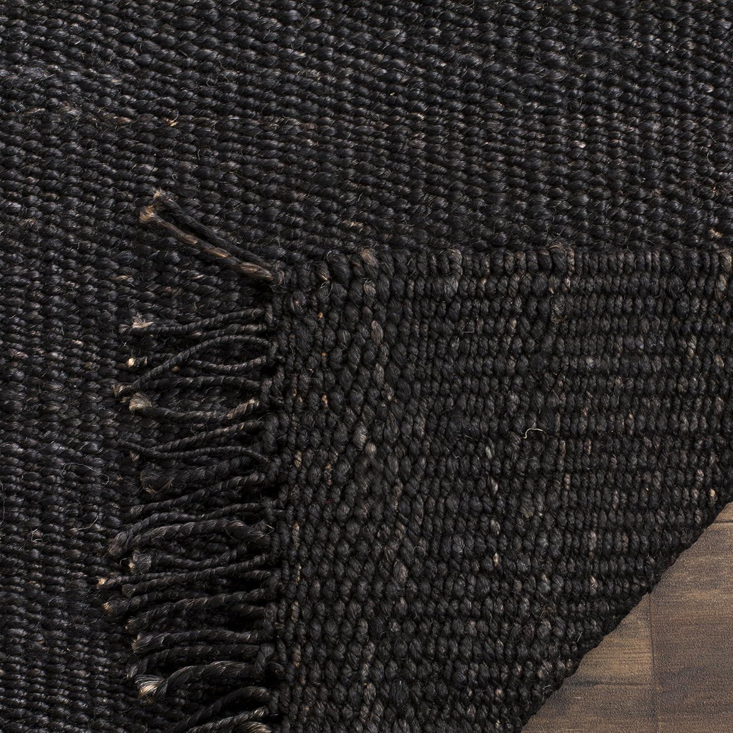 image:imageSAFAVIEH Natural Fiber Collection Area Rug 8 x 10 Blue Handmade Boho Fringe Woven Jute Ideal for High Traffic Areas in Living Room Bedroom NF368EBlack