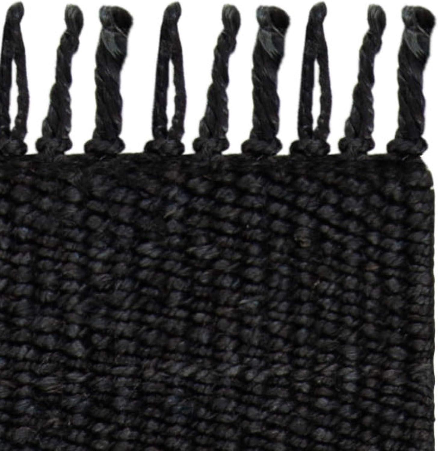 image:imageSAFAVIEH Natural Fiber Collection Area Rug 8 x 10 Blue Handmade Boho Fringe Woven Jute Ideal for High Traffic Areas in Living Room Bedroom NF368EBlack