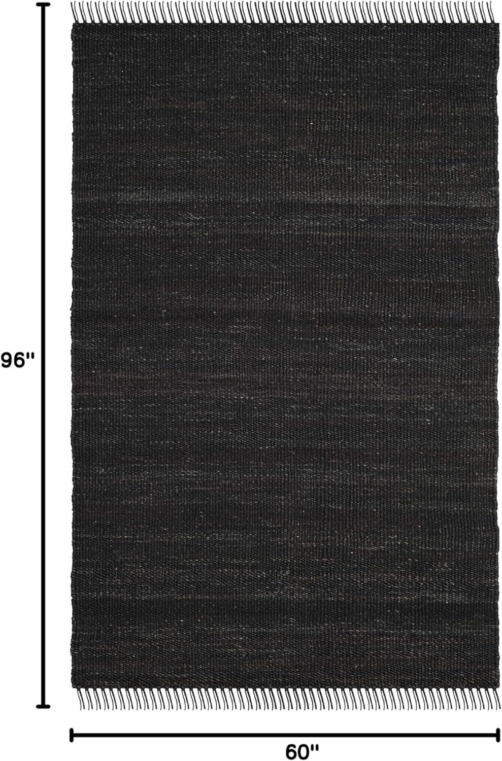 image:imageSAFAVIEH Natural Fiber Collection Area Rug 8 x 10 Blue Handmade Boho Fringe Woven Jute Ideal for High Traffic Areas in Living Room Bedroom NF368EBlack