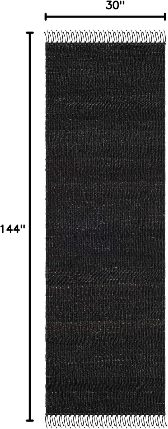 image:imageSAFAVIEH Natural Fiber Collection Area Rug 8 x 10 Blue Handmade Boho Fringe Woven Jute Ideal for High Traffic Areas in Living Room Bedroom NF368EBlack