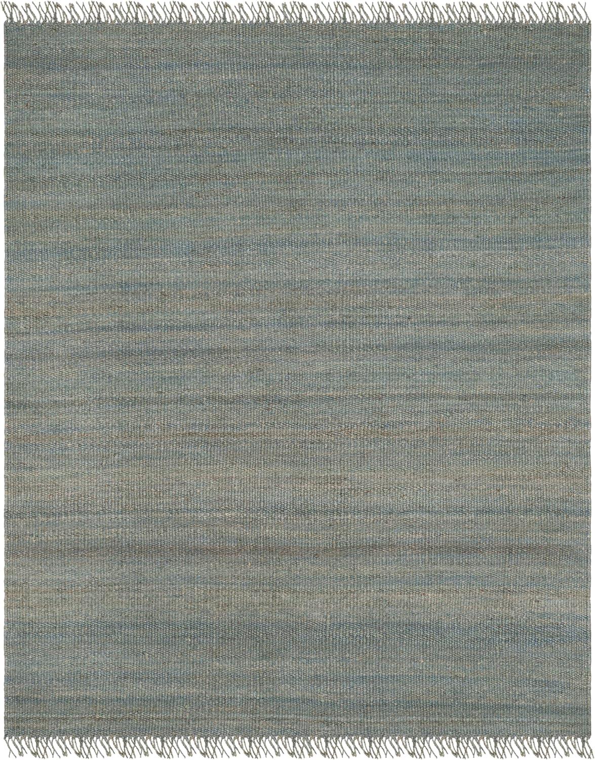 image:imageSAFAVIEH Natural Fiber Collection Area Rug 8 x 10 Blue Handmade Boho Fringe Woven Jute Ideal for High Traffic Areas in Living Room Bedroom NF368EBlue