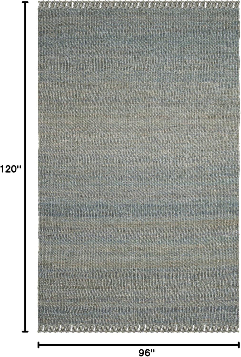 image:imageSAFAVIEH Natural Fiber Collection Area Rug 8 x 10 Blue Handmade Boho Fringe Woven Jute Ideal for High Traffic Areas in Living Room Bedroom NF368EBlue