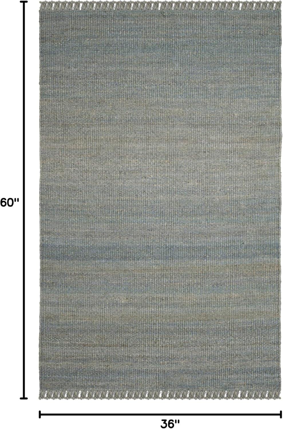 image:imageSAFAVIEH Natural Fiber Collection Area Rug 8 x 10 Blue Handmade Boho Fringe Woven Jute Ideal for High Traffic Areas in Living Room Bedroom NF368EBlue