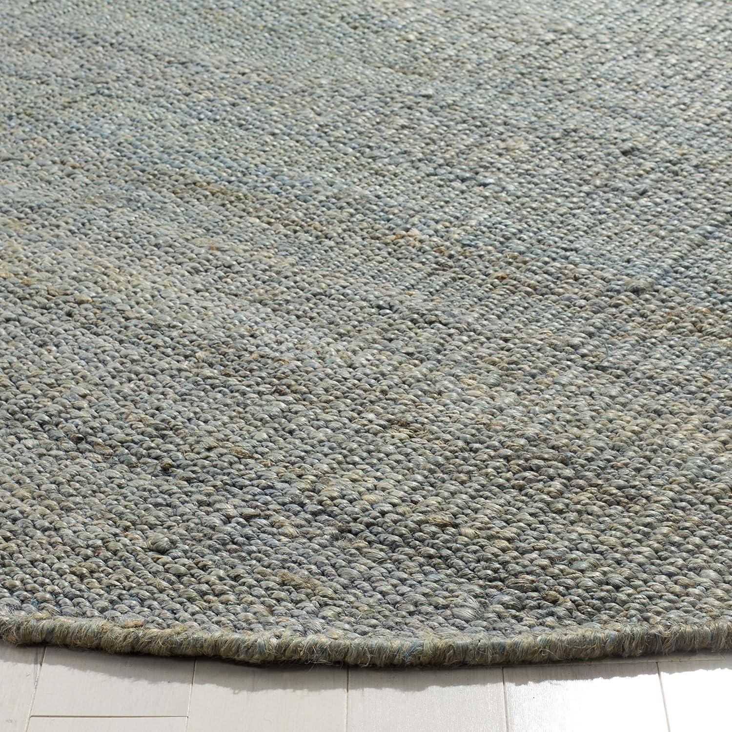 image:imageSAFAVIEH Natural Fiber Collection Area Rug 8 x 10 Blue Handmade Boho Fringe Woven Jute Ideal for High Traffic Areas in Living Room Bedroom NF368EBlue
