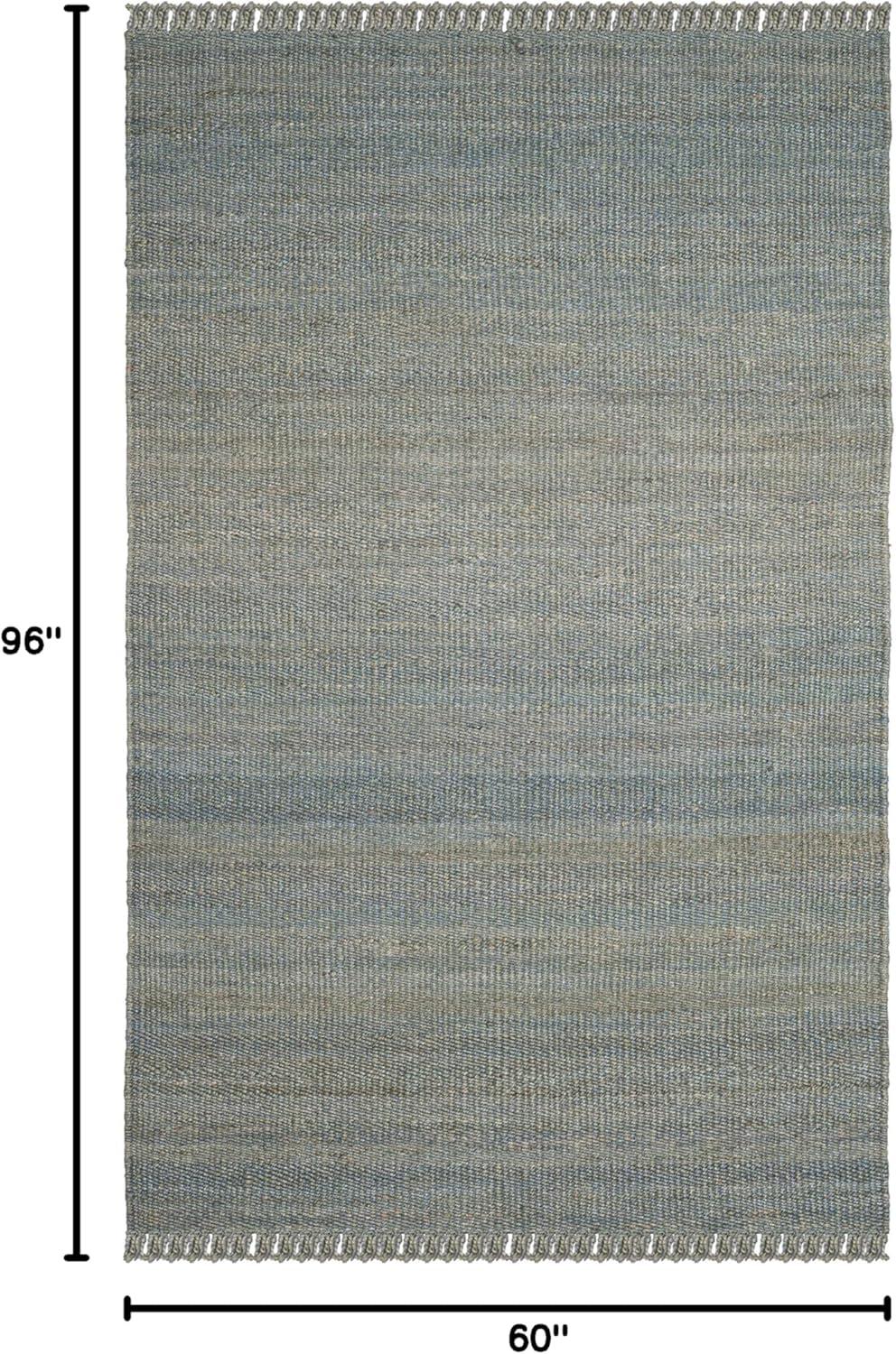 image:imageSAFAVIEH Natural Fiber Collection Area Rug 8 x 10 Blue Handmade Boho Fringe Woven Jute Ideal for High Traffic Areas in Living Room Bedroom NF368EBlue