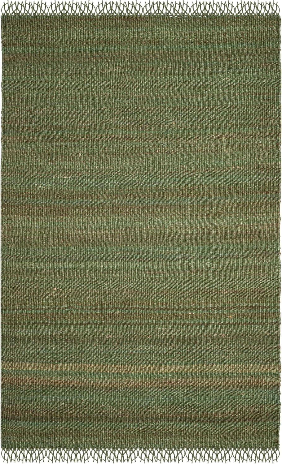 image:imageSAFAVIEH Natural Fiber Collection Area Rug 8 x 10 Blue Handmade Boho Fringe Woven Jute Ideal for High Traffic Areas in Living Room Bedroom NF368EGreen