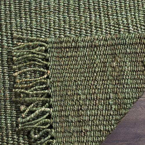 image:imageSAFAVIEH Natural Fiber Collection Area Rug 8 x 10 Blue Handmade Boho Fringe Woven Jute Ideal for High Traffic Areas in Living Room Bedroom NF368EGreen