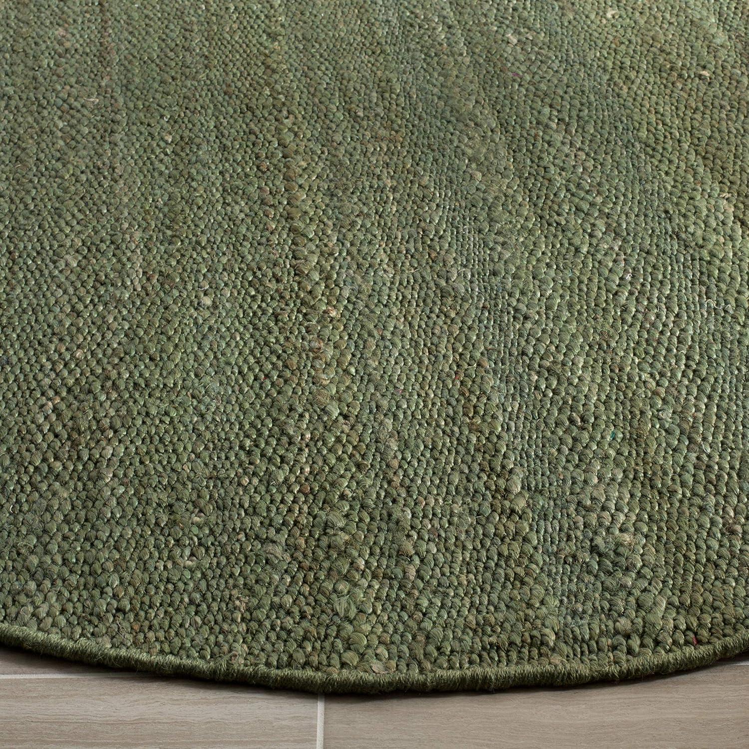 image:imageSAFAVIEH Natural Fiber Collection Area Rug 8 x 10 Blue Handmade Boho Fringe Woven Jute Ideal for High Traffic Areas in Living Room Bedroom NF368EGreen
