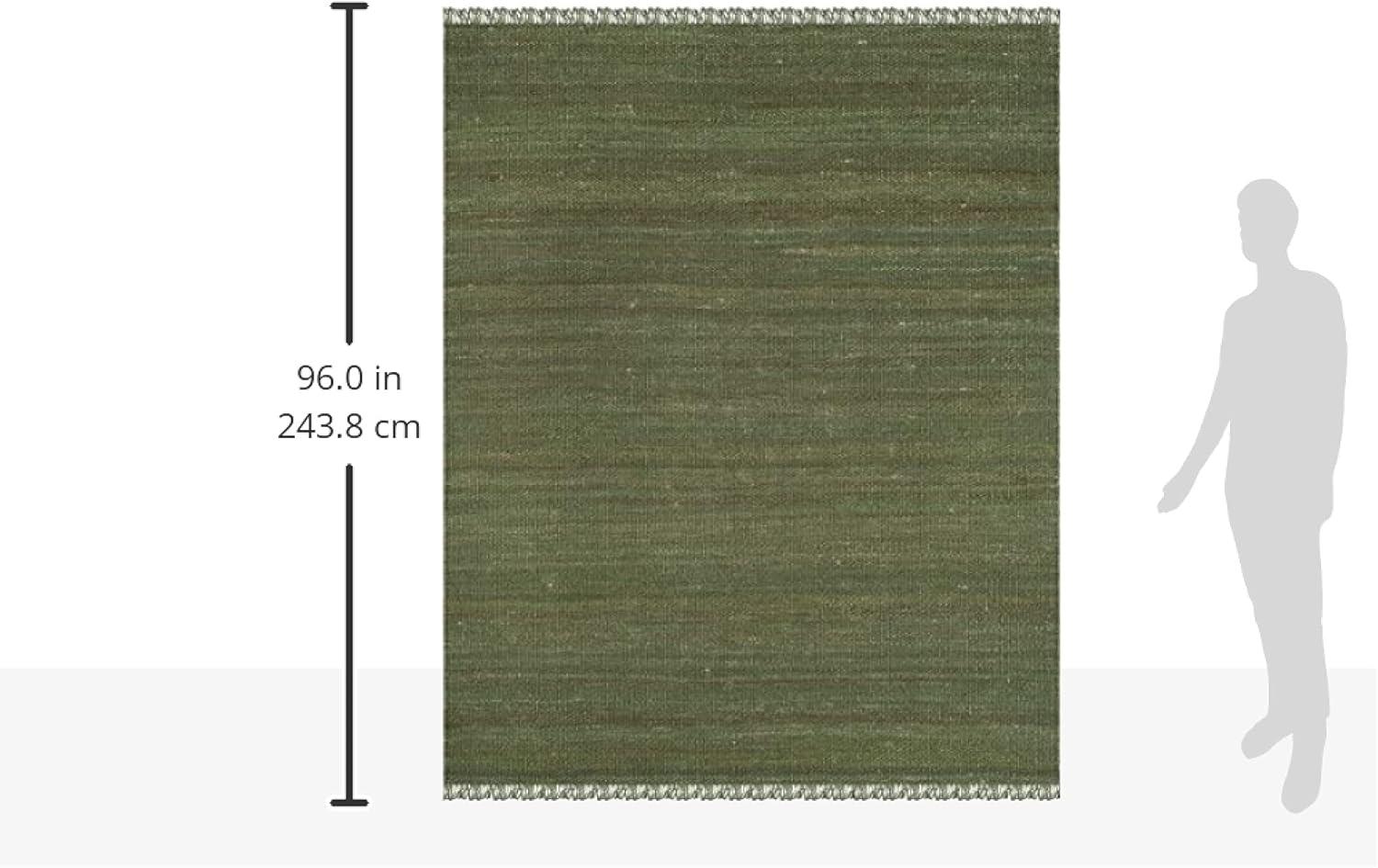 image:imageSAFAVIEH Natural Fiber Collection Area Rug 8 x 10 Blue Handmade Boho Fringe Woven Jute Ideal for High Traffic Areas in Living Room Bedroom NF368EGreen