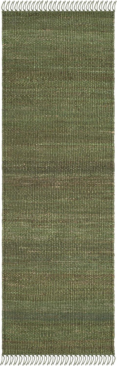 image:imageSAFAVIEH Natural Fiber Collection Area Rug 8 x 10 Blue Handmade Boho Fringe Woven Jute Ideal for High Traffic Areas in Living Room Bedroom NF368EGreen