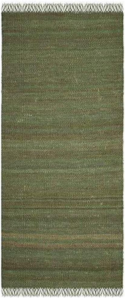 image:imageSAFAVIEH Natural Fiber Collection Area Rug 8 x 10 Blue Handmade Boho Fringe Woven Jute Ideal for High Traffic Areas in Living Room Bedroom NF368EGreen
