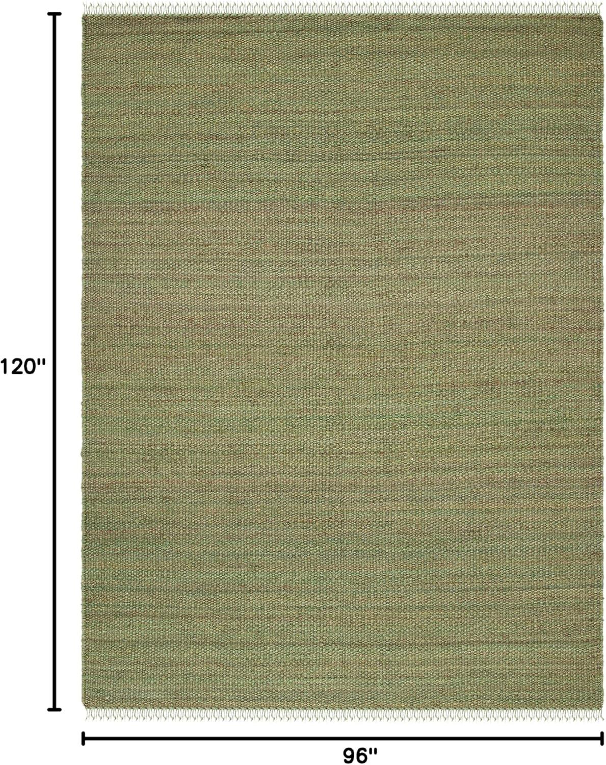 image:imageSAFAVIEH Natural Fiber Collection Area Rug 8 x 10 Blue Handmade Boho Fringe Woven Jute Ideal for High Traffic Areas in Living Room Bedroom NF368EGreen