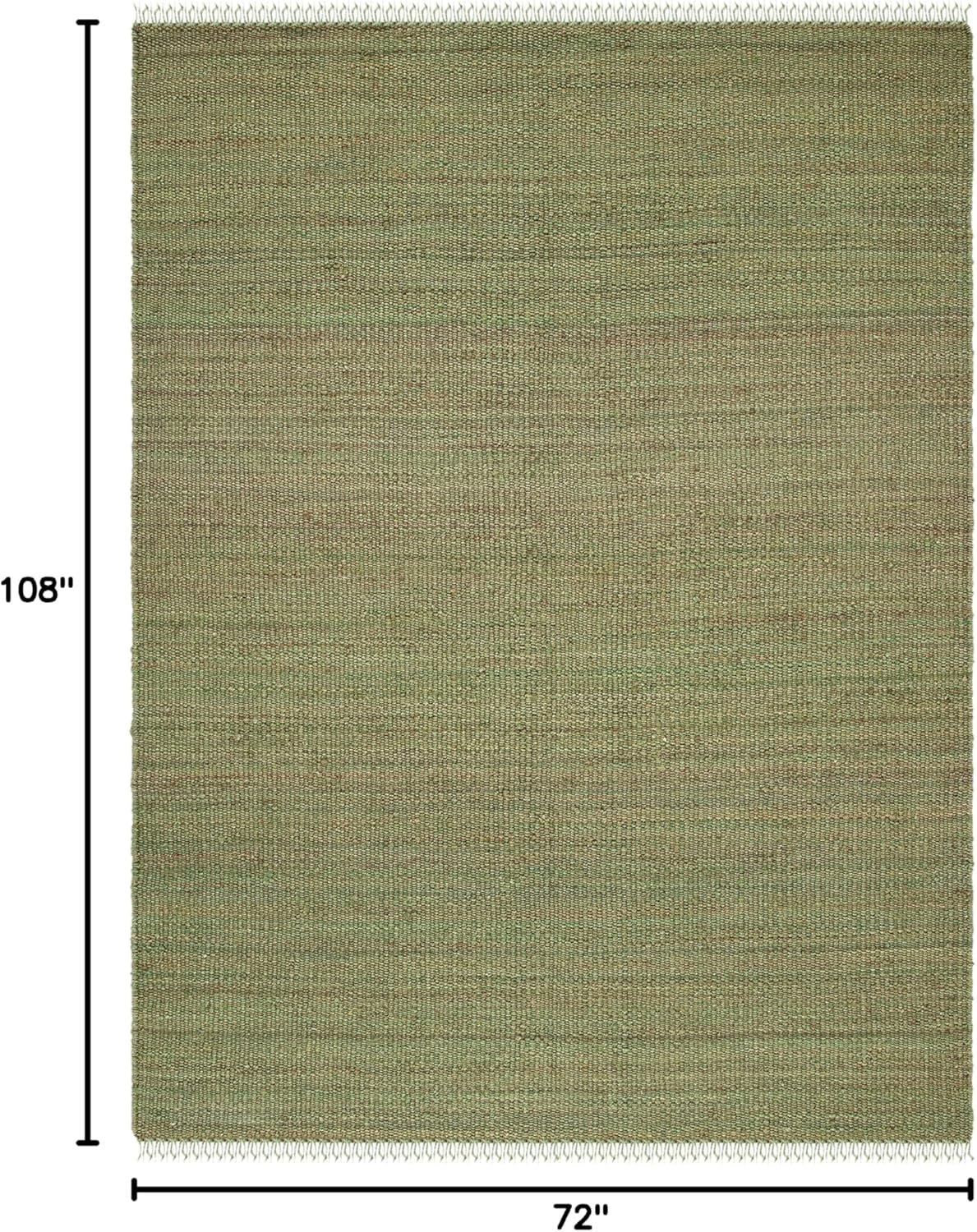 image:imageSAFAVIEH Natural Fiber Collection Area Rug 8 x 10 Blue Handmade Boho Fringe Woven Jute Ideal for High Traffic Areas in Living Room Bedroom NF368EGreen