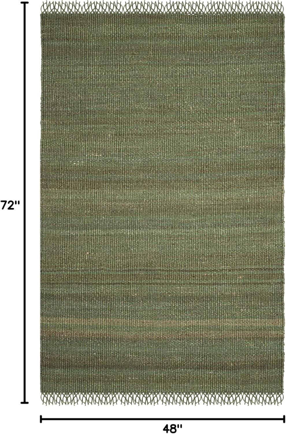 image:imageSAFAVIEH Natural Fiber Collection Area Rug 8 x 10 Blue Handmade Boho Fringe Woven Jute Ideal for High Traffic Areas in Living Room Bedroom NF368EGreen