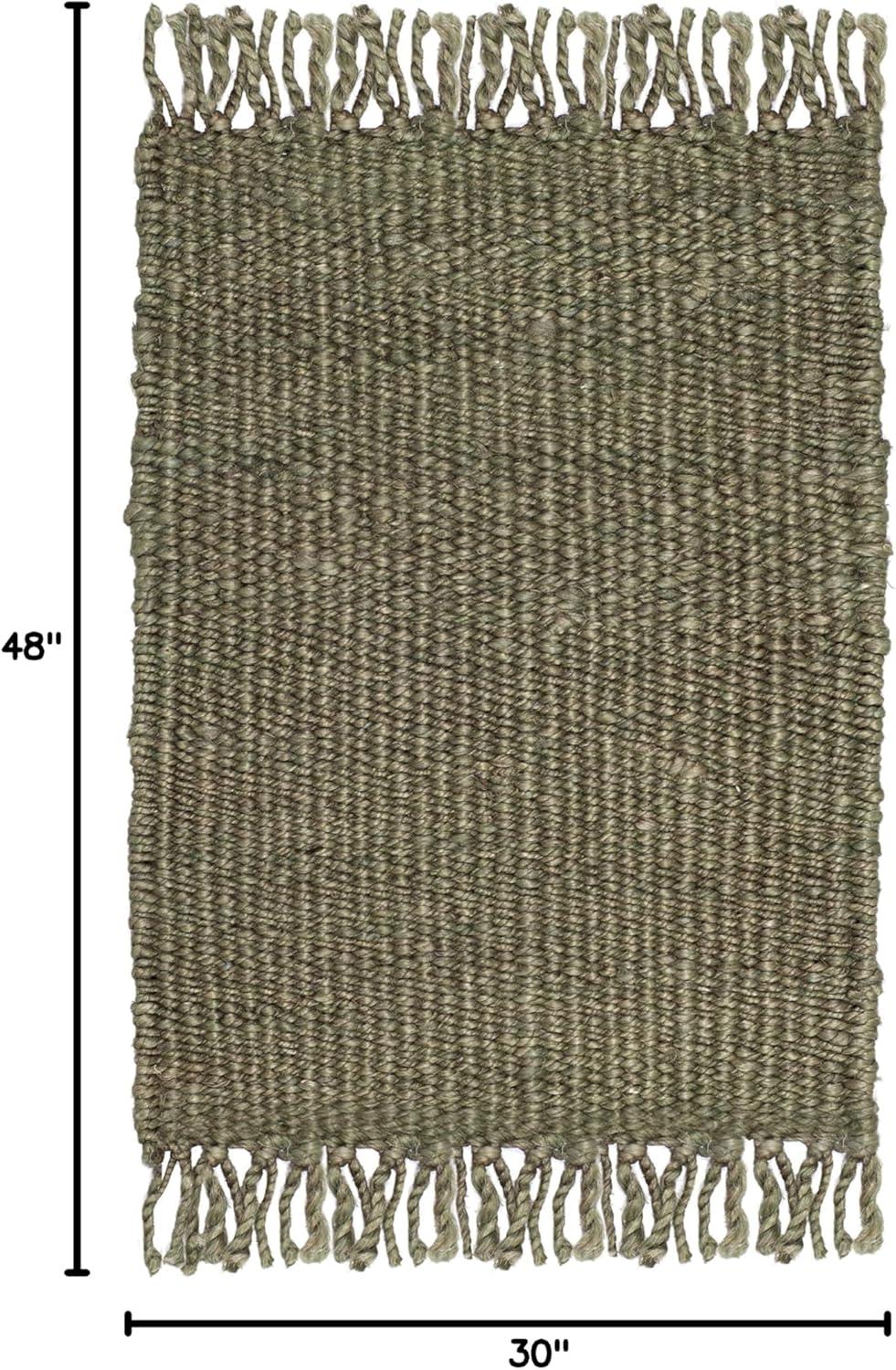 image:imageSAFAVIEH Natural Fiber Collection Area Rug 8 x 10 Blue Handmade Boho Fringe Woven Jute Ideal for High Traffic Areas in Living Room Bedroom NF368EGreen