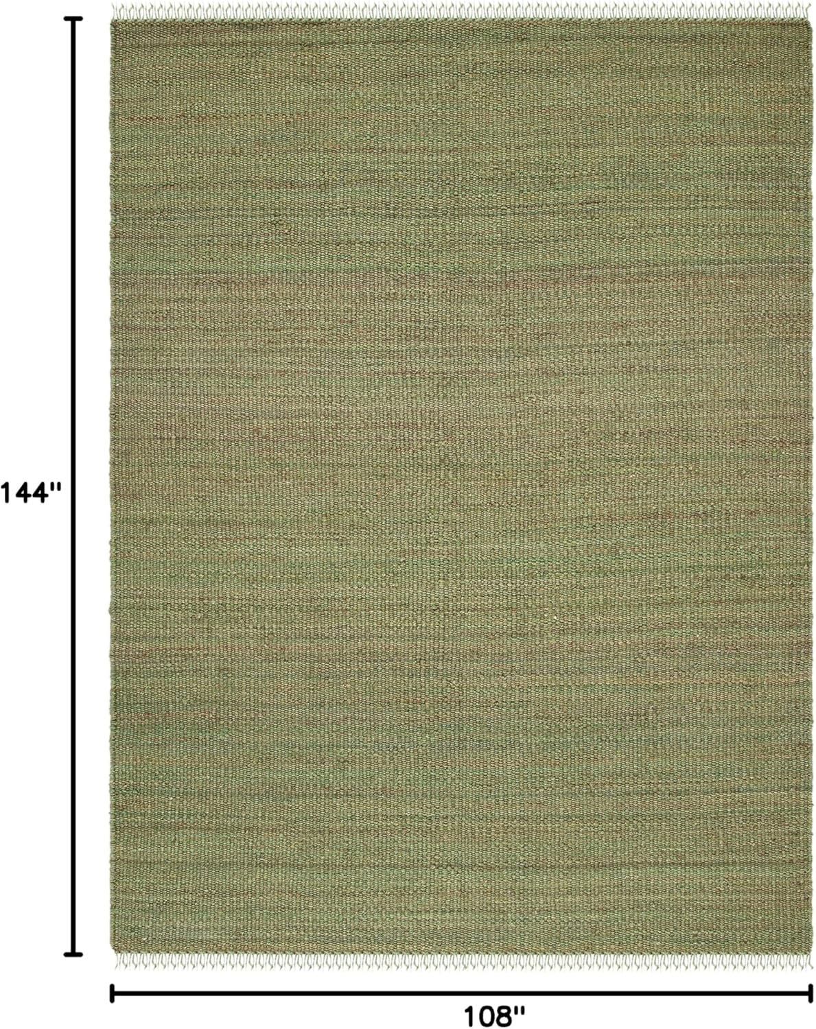 image:imageSAFAVIEH Natural Fiber Collection Area Rug 8 x 10 Blue Handmade Boho Fringe Woven Jute Ideal for High Traffic Areas in Living Room Bedroom NF368EGreen