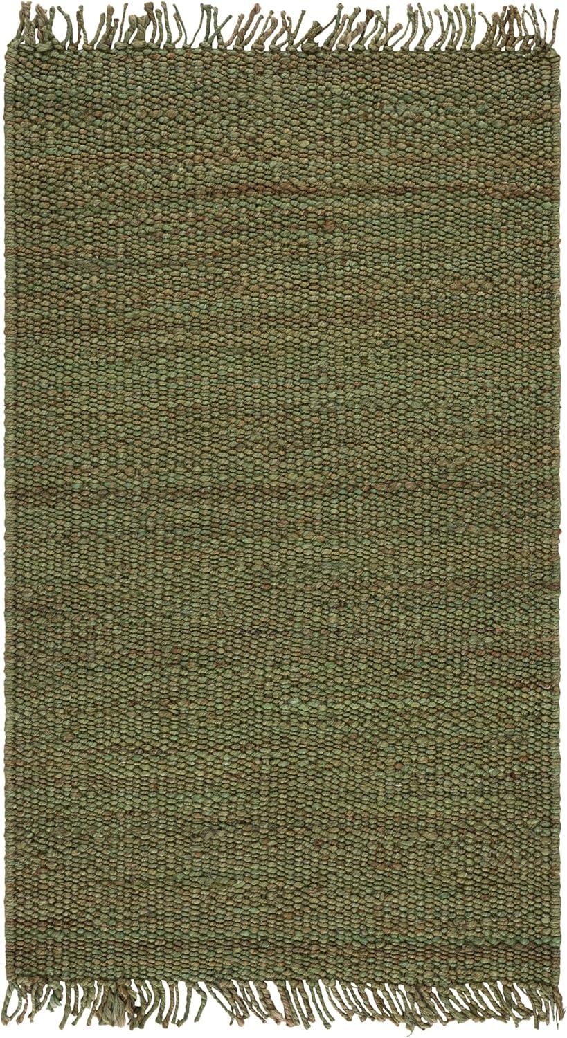 image:imageSAFAVIEH Natural Fiber Collection Area Rug 8 x 10 Blue Handmade Boho Fringe Woven Jute Ideal for High Traffic Areas in Living Room Bedroom NF368EGreen