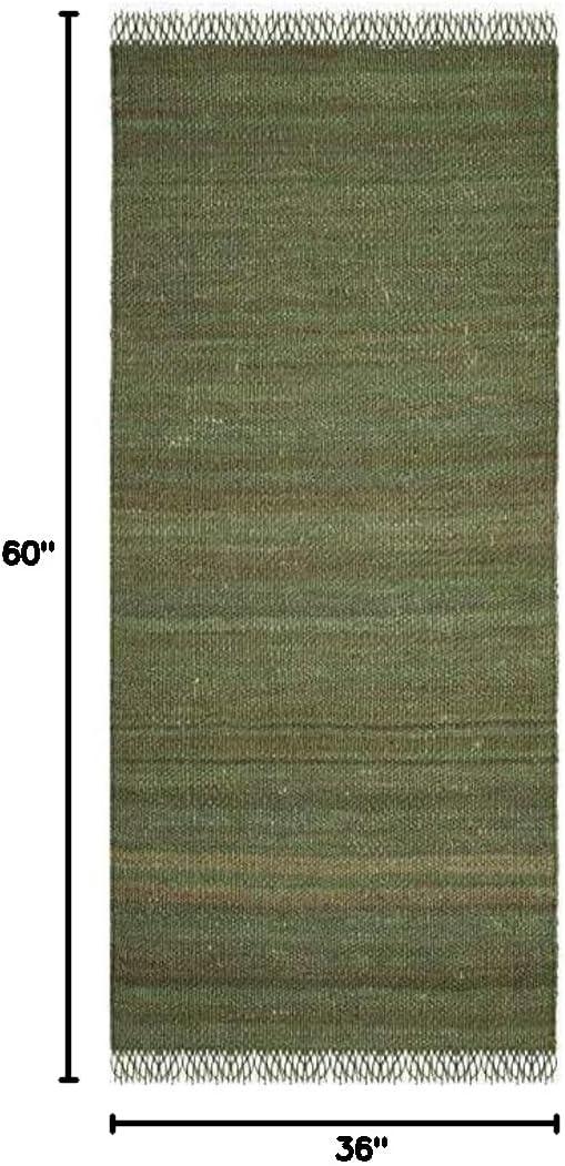 image:imageSAFAVIEH Natural Fiber Collection Area Rug 8 x 10 Blue Handmade Boho Fringe Woven Jute Ideal for High Traffic Areas in Living Room Bedroom NF368EGreen
