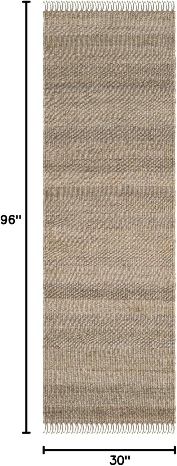 image:imageSAFAVIEH Natural Fiber Collection Area Rug 8 x 10 Blue Handmade Boho Fringe Woven Jute Ideal for High Traffic Areas in Living Room Bedroom NF368EGrey