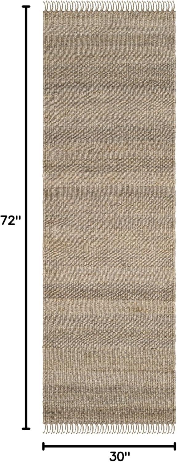 image:imageSAFAVIEH Natural Fiber Collection Area Rug 8 x 10 Blue Handmade Boho Fringe Woven Jute Ideal for High Traffic Areas in Living Room Bedroom NF368EGrey