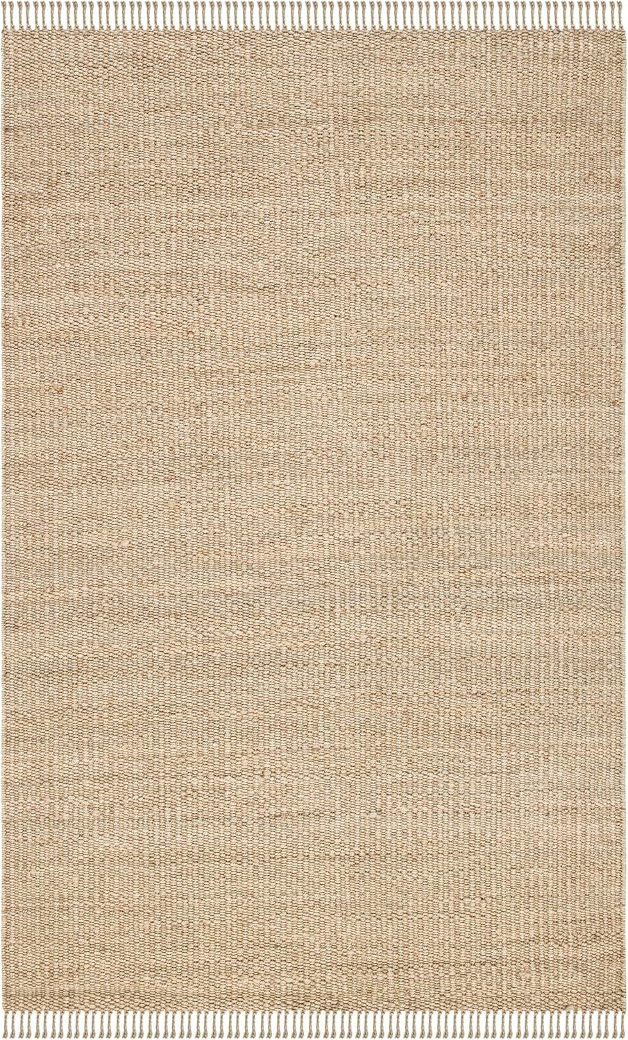 image:imageSAFAVIEH Natural Fiber Collection Area Rug 8 x 10 Blue Handmade Boho Fringe Woven Jute Ideal for High Traffic Areas in Living Room Bedroom NF368EGrey