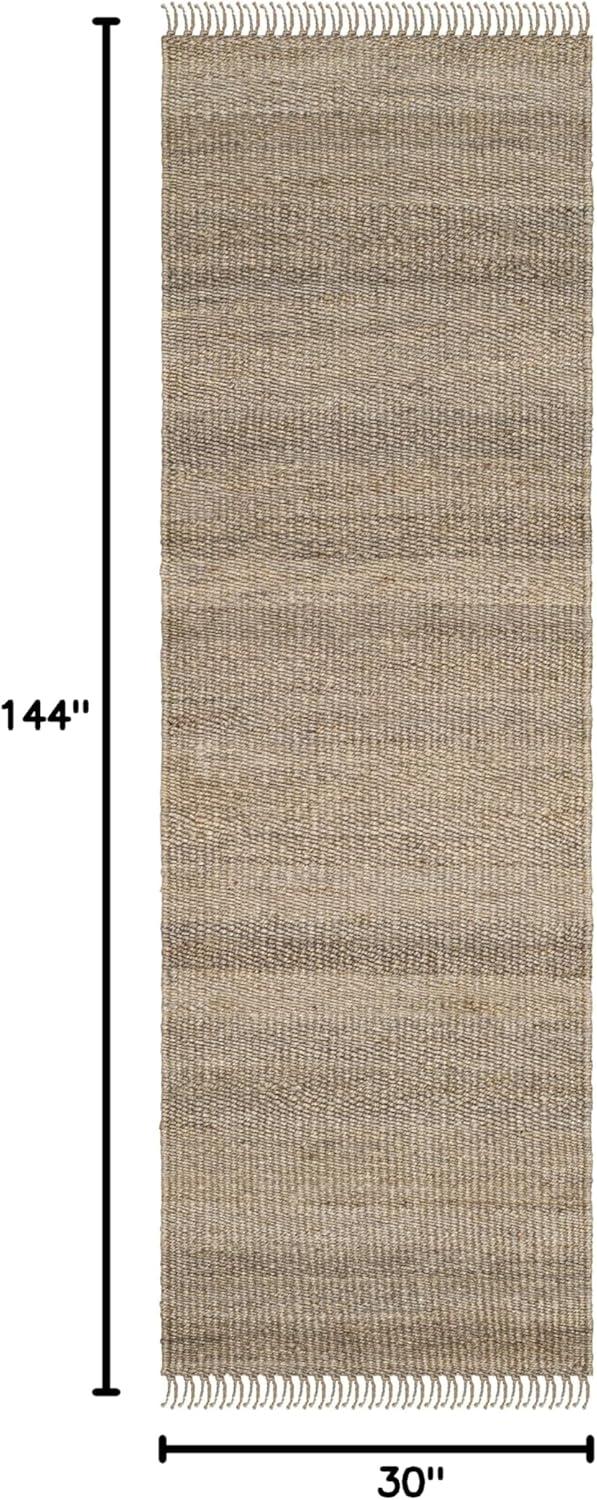 image:imageSAFAVIEH Natural Fiber Collection Area Rug 8 x 10 Blue Handmade Boho Fringe Woven Jute Ideal for High Traffic Areas in Living Room Bedroom NF368EGrey