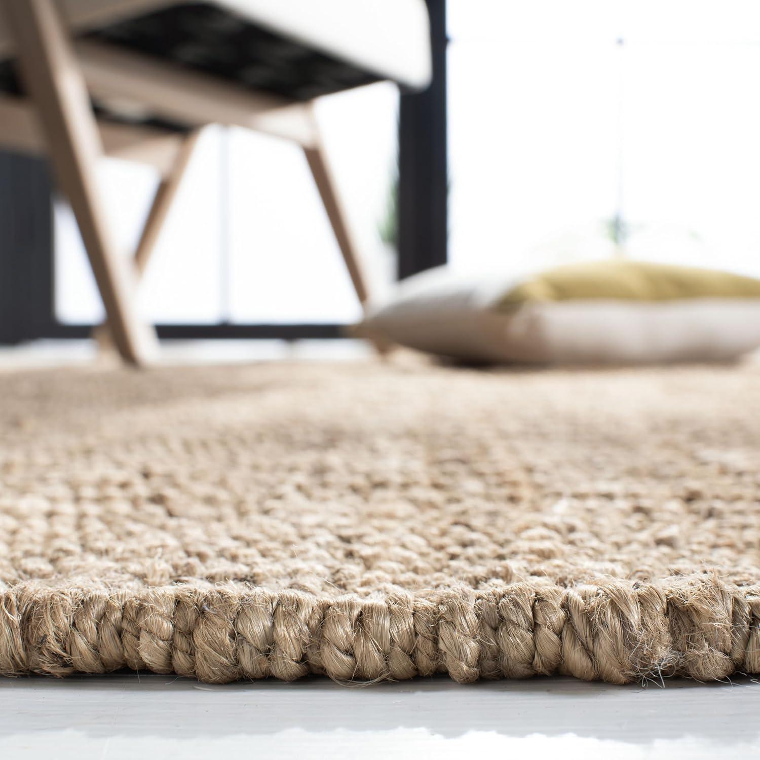 image:imageSAFAVIEH Natural Fiber Collection Area Rug 8 x 10 Blue Handmade Boho Fringe Woven Jute Ideal for High Traffic Areas in Living Room Bedroom NF368EGrey