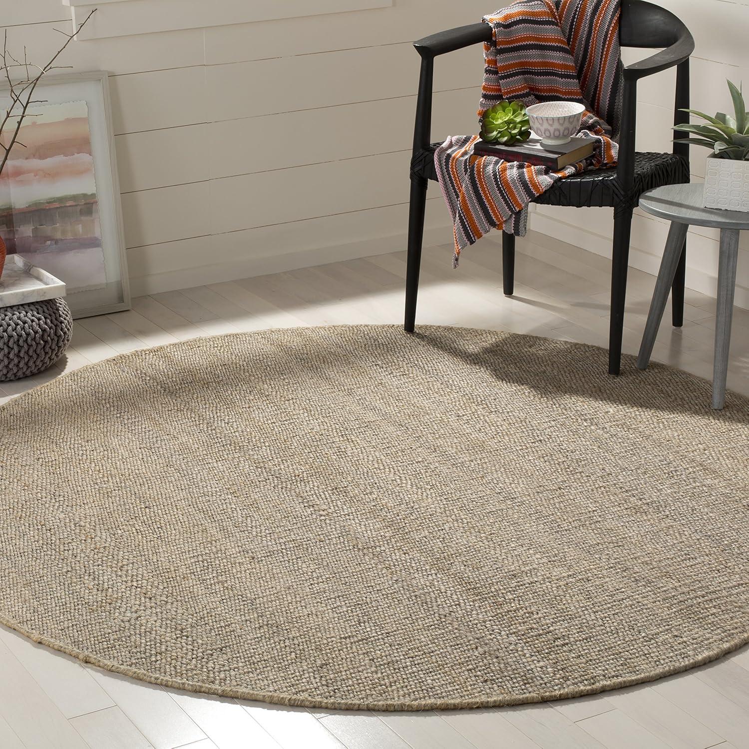 image:imageSAFAVIEH Natural Fiber Collection Area Rug 8 x 10 Blue Handmade Boho Fringe Woven Jute Ideal for High Traffic Areas in Living Room Bedroom NF368EGrey