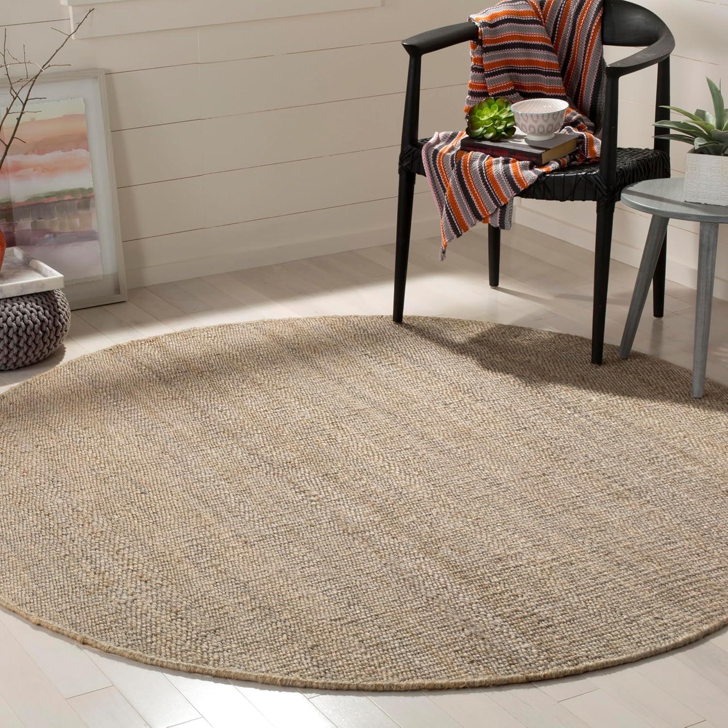 image:imageSAFAVIEH Natural Fiber Collection Area Rug 8 x 10 Blue Handmade Boho Fringe Woven Jute Ideal for High Traffic Areas in Living Room Bedroom NF368EGrey