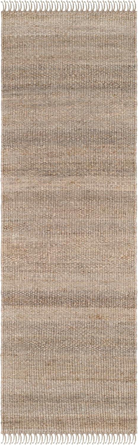 image:imageSAFAVIEH Natural Fiber Collection Area Rug 8 x 10 Blue Handmade Boho Fringe Woven Jute Ideal for High Traffic Areas in Living Room Bedroom NF368EGrey